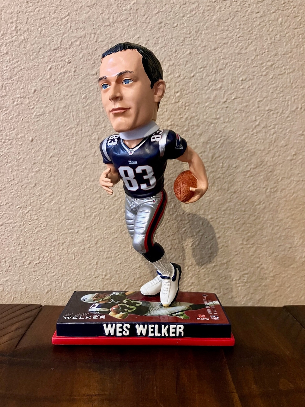 Wes Welker Football Bobblehead - Navy, Silver, White